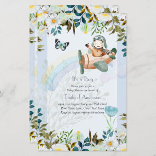 Papier Beau Invitation Baby shower de pilotes d'avion