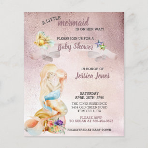 Papier Beau Rose Gold Mermaid Baby shower Invitation