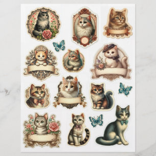 Papier Beau style Vintage Étiquettes de chats et étiquett