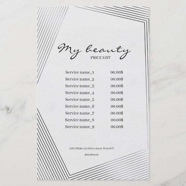 Papier Beauty Salon Lines Cadre Prix (Devant)