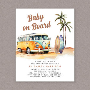 Papier Bébé À Bord Surf Plage Baby shower Invitation