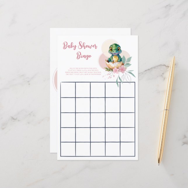 Papier Bébé Alligator Hatching Floral Bingo Jeu (Devant/Arrière en situation)