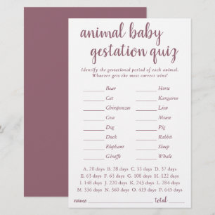 Papier Bébé animal simple Mauve Pink Gestational Game