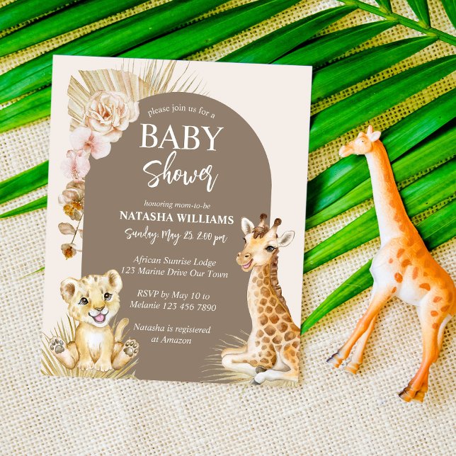 Papier Bébé animaux brun baby shower invitation budgétair (Créateur téléchargé)