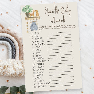 Papier Bébé Animaux Quiz Boho Baby Nursery Douche Jeu