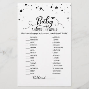 Papier Bébé autour du monde avec réponses Baby Shower