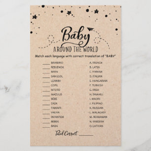 Papier Bébé autour du monde avec réponses Baby Shower