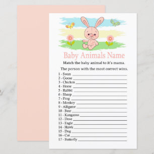 Papier Bébé Bébé Bébé Animaux Nom Jeu