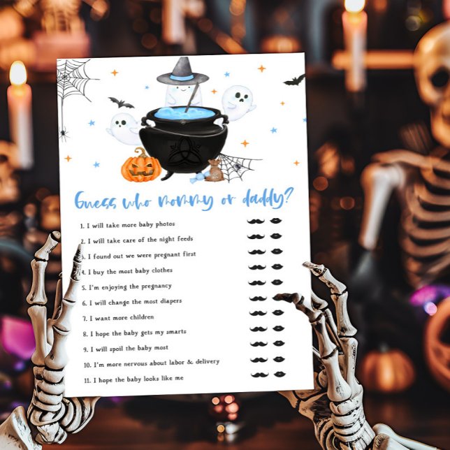 Papier Bébé Bleu se Prépare Jeu de devinette Maman ou Pap (Baby is Brewing Baby Shower Bingo Game Guess who Mommy or Daddy Game)