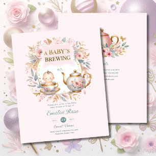 Papier Bébé brassage Baby shower Faire-part Tea Party