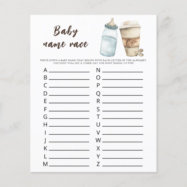 Papier Bébé brasse du café - Baby nom race jeu (Devant)