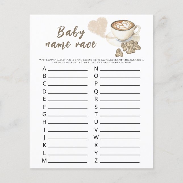 Papier Bébé brasse du café - Baby nom race jeu (Devant)