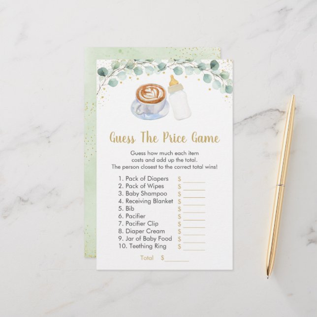 Papier Bébé Brasse Du Café Devinez Le Jeu De Prix (Devant/Arrière en situation)