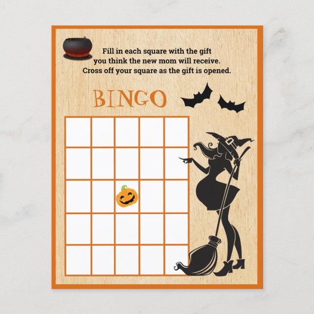 Papier Bébé Brasserie Douche Halloween sorcière Jeu de Bi (Devant)