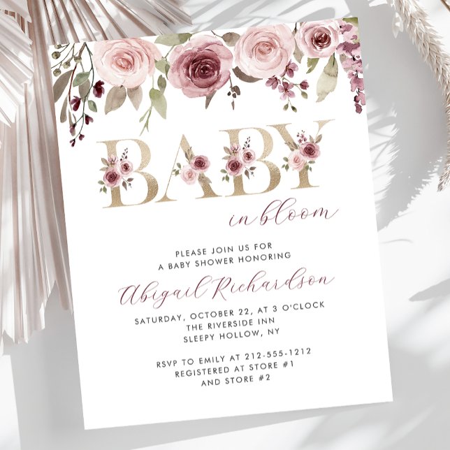 Papier Bébé budget dans le Baby shower Bourgogne en fleur (Créateur téléchargé)