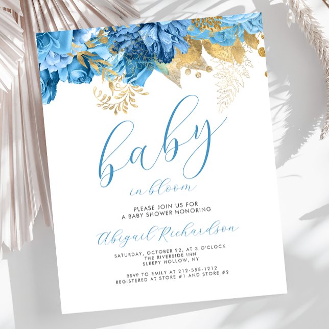 Papier Bébé budget en Fleur Bleu Baby shower Floral Garço (Créateur téléchargé)
