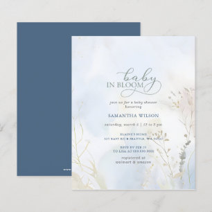 Papier Bébé budget en Fleur Bleu Floral Baby shower garço
