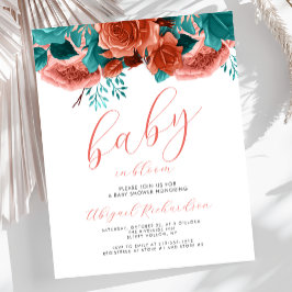 Papier Bébé budget en Fleur Corail Turquoise Baby shower 