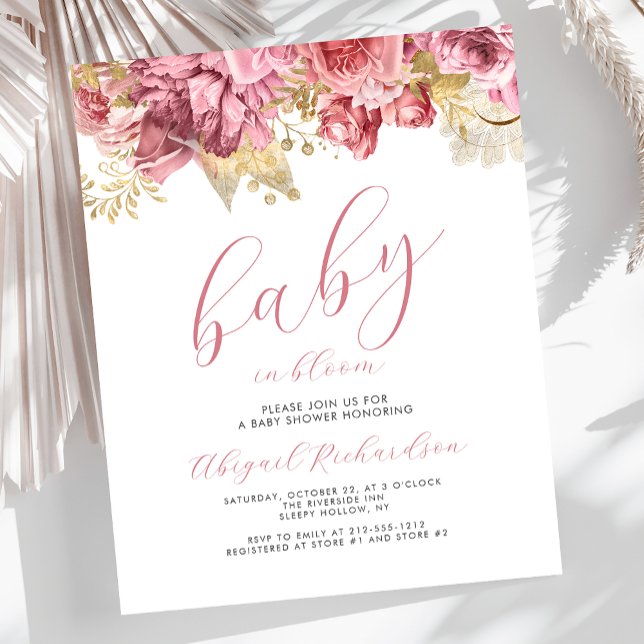 Papier Bébé budget en fleur rose filles Baby shower flora (Créateur téléchargé)