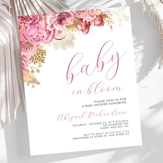 Papier Bébé budget en fleurs Baby shower Floral rose fill (Créateur téléchargé)