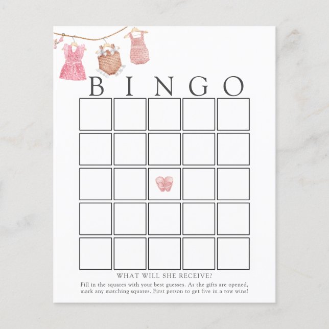 Papier Bébé classique fille bébé Bingo Game Card (Devant)