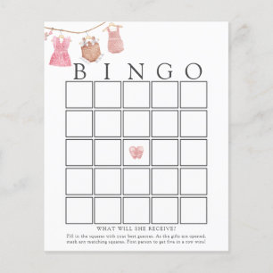 Papier Bébé classique fille bébé Bingo Game Card