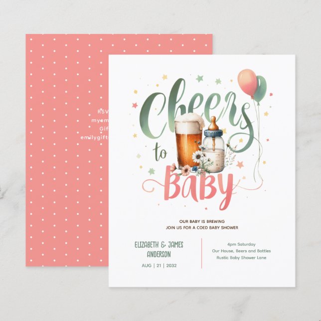 Papier BÉBÉ COED Bières brasseuses Bouteilles Cheers Fleu (Devant / Derrière)