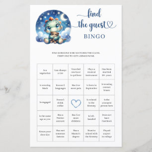 Papier Bébé dino étoile nuit Trouver l'invité Bingo jeu