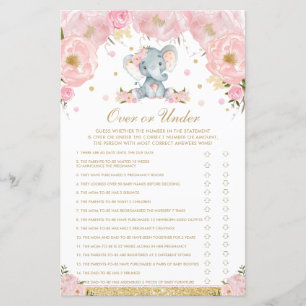 Papier Bébé Eléphant Floral Blush au-dessus ou en dessous