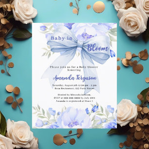 Papier Bébé en fleur bleu arc garçon Baby shower invitati