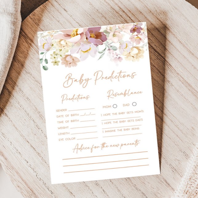Papier Bébé en fleurs Florals Baby Predictions Jeu (Spring Wildflower Baby Shower Baby Predictions Game)