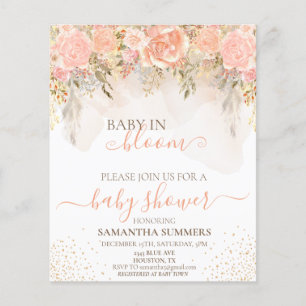 Papier Bébé Fleur de Pêche Bohème Aquarelle Shower 