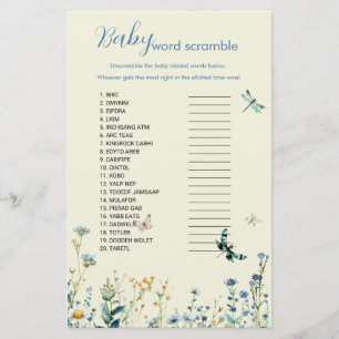 Papier bébé fleur sauvage en fleur bébé mot scramble jeu