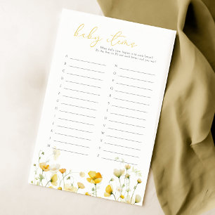 Papier Bébé Jaune En Fleur Fleur sauvage Baby Items Jeu