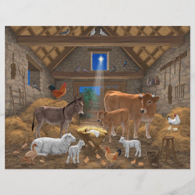 Papier Bébé Jésus Manger Nativité de Noël (Devant)