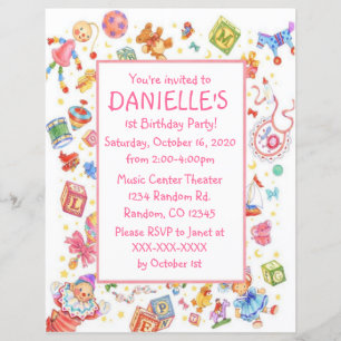 Papier Bébé jouets thème anniversaire invitations