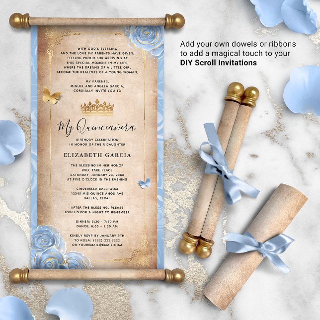 Papier Bébé léger Bleu Quince Or do-it-yourself Scroll In (DIY scrolls do not come with dowels. Add your own or roll up with a ribbon for a personalized touch!)