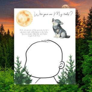 Papier Bébé loup baby shower - Qui m'a donné mon apparenc