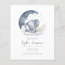 Bébé mignon Eléphant Baby shower Invitation