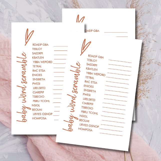 Papier Bébé Mot Bébé Coeur Boho Minimal Terracotta (Créateur téléchargé)