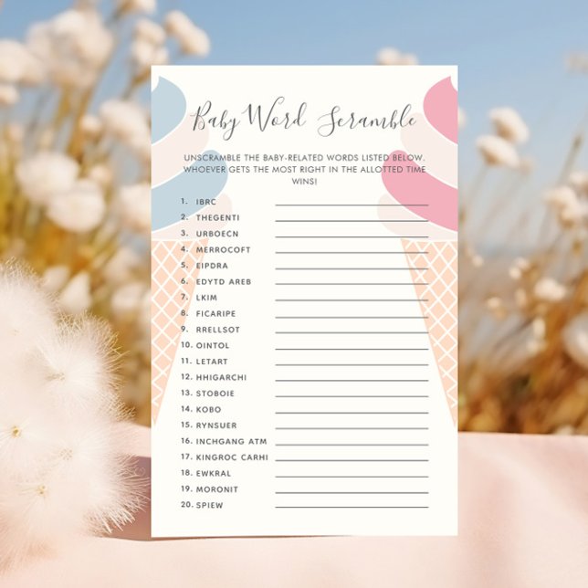 Papier Bébé Mot Bébé Crème glacée Révélation de genre (Créateur téléchargé)