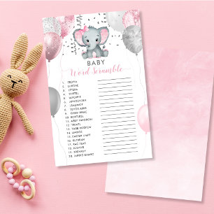 Papier Bébé Mot Bébé Fille Eléphant Douche Jeu