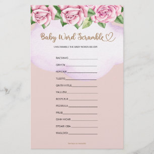 Papier Bébé Mot Scramble Bear Girl Baby shower