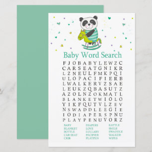 Papier Bébé Panda Baby shower Word Recherche Jeu