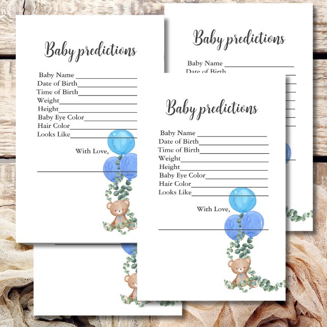 Papier Bébé prédictions Oh Garçon Ours Balloon Eucalyptus (Créateur téléchargé)