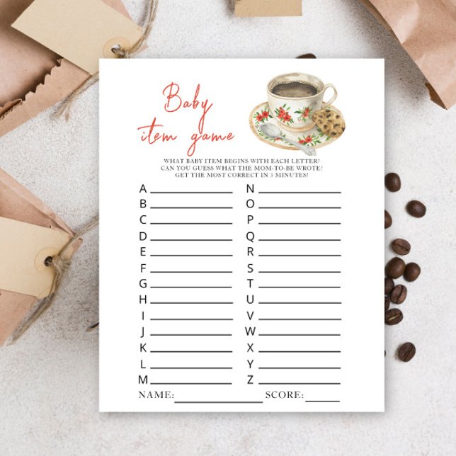 Papier Bébé prépare une douche de bébé café Jeu d'objets  (Créateur téléchargé)