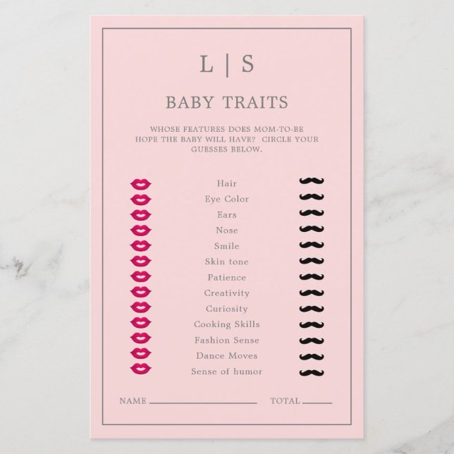 Papier Bébé rose simple Traits Baby shower mignon Jeu (Devant)