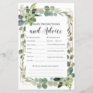 Papier Bébé succulent prédictions et conseils jeu bébé