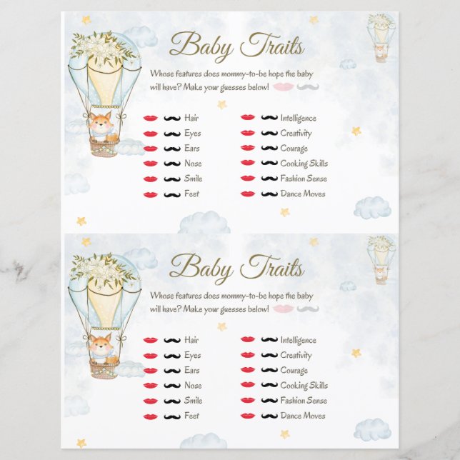 Papier Bébé Traits Baby shower jeu (Devant)