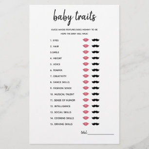 Papier Bébé Traits minimaliste Baby shower jeu